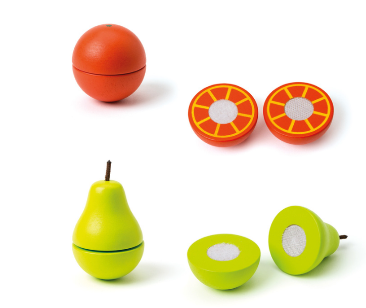 Set de 6 fruits en bois à découper