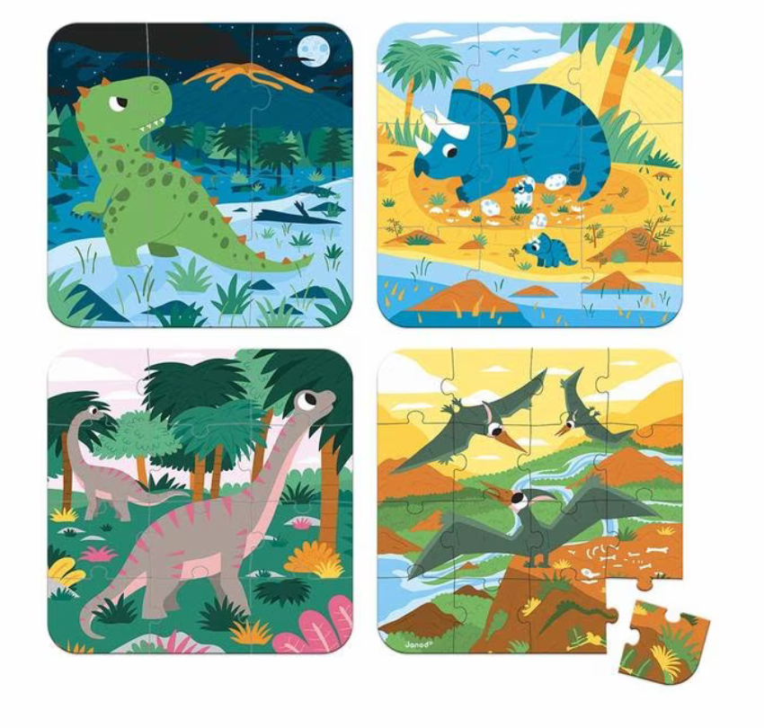 JANOD 4 puzzles évolutifs dinosaures
