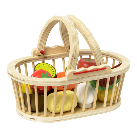 Panier de 13 fruits et légumes en bois