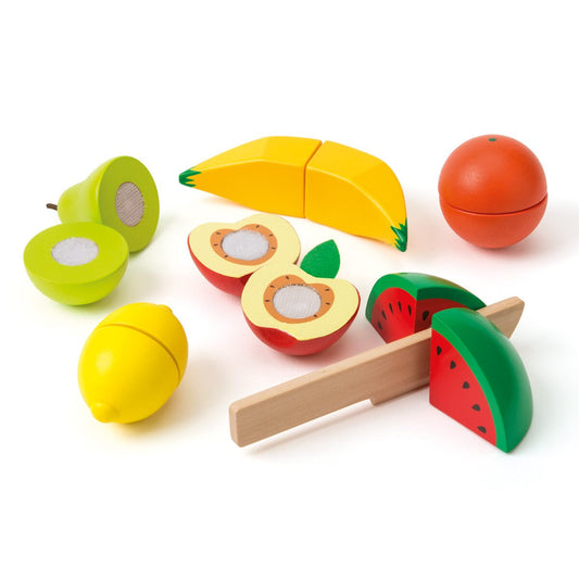 Set de 6 fruits en bois à découper