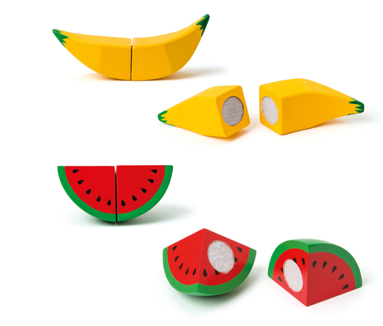 Set de 6 fruits en bois à découper