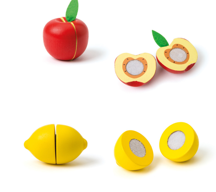 Set de 6 fruits en bois à découper