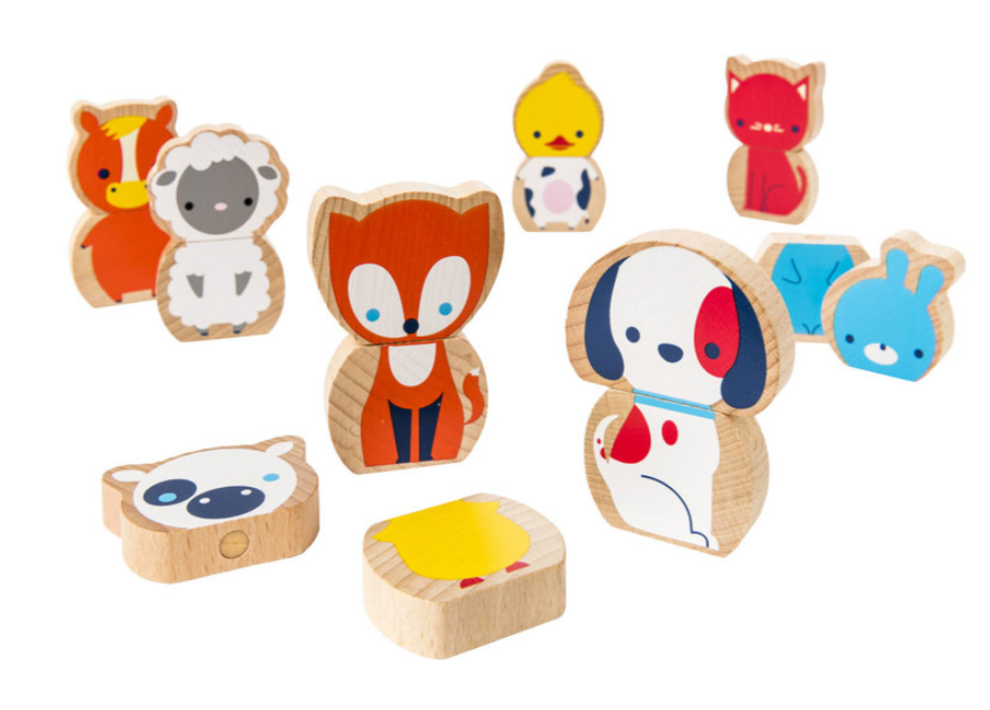 8 animaux magnétiques en bois Oxybul