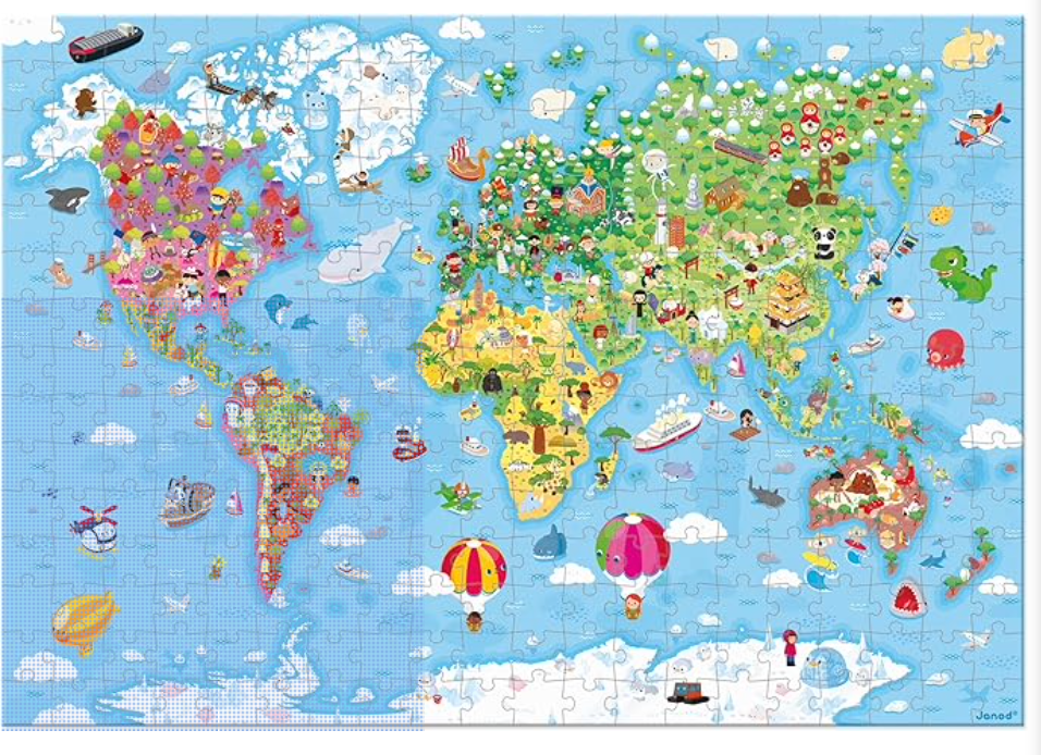 JANOD Puzzle Carte du monde 300 pièces
